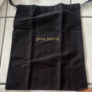 Palm Angels Black and Gold Drawstring Bag